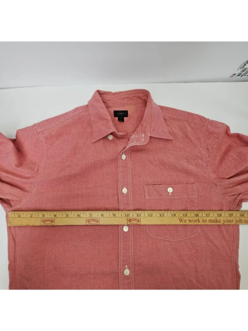 J Crew Shirt Men's Small Red Button Up  Long Sleeve Workshirt Salmon Western